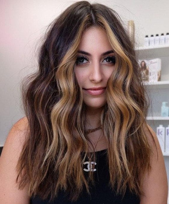 Luxury Dark Brown Blonde Face Framing Balayage 100% Human Hair - Etsy Luxury Dark Brown Blonde Face Framing Balayage 100% Human Hair - Etsy