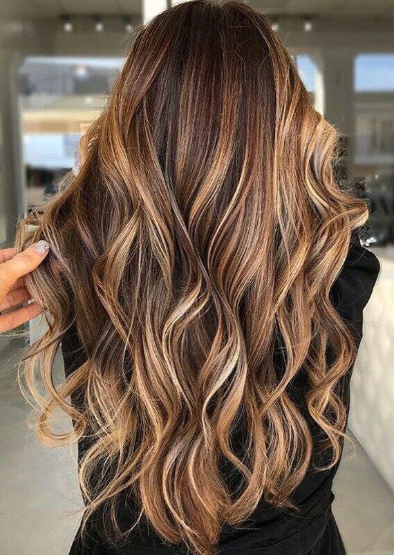 Luxury Warm Dark Brown Light Blonde Balayage Highlight 100% - Etsy Sweden