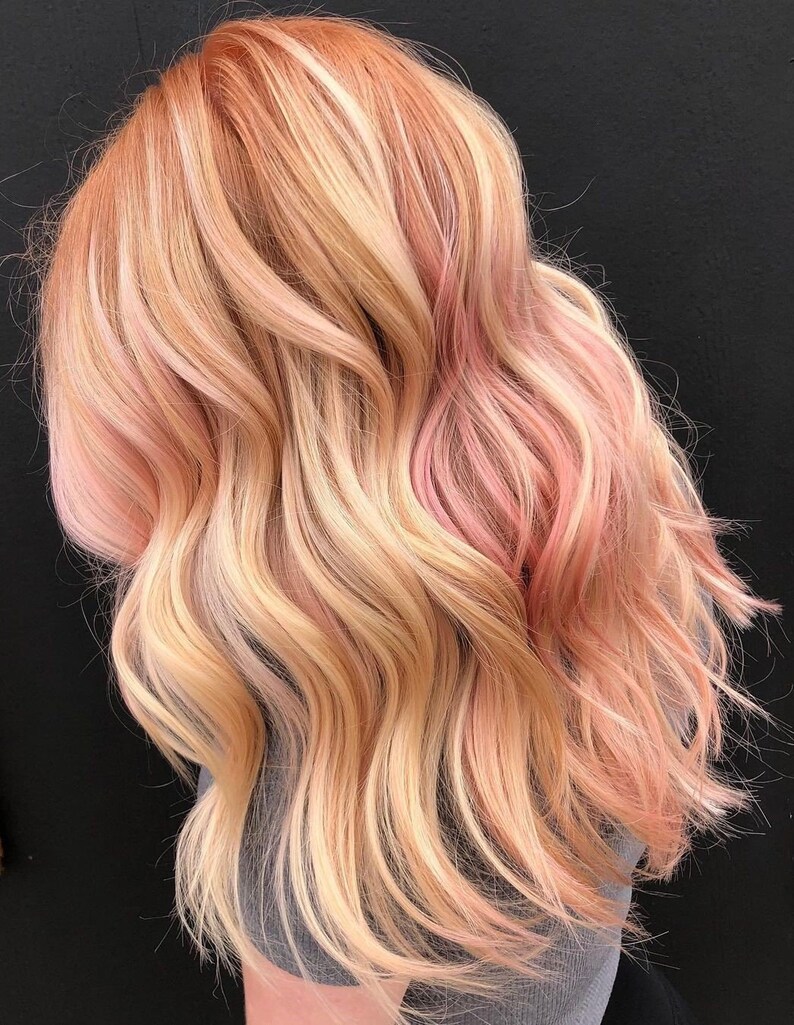 Luxury Rose Gold on Blonde Hair Balayage 100% Human Hair Swiss Luxury Rose Gold on Blonde Hair Balayage 100% Human Hair Swiss