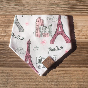 Paris Dog Bandana -  Cat Bandana - Space - Snap on - Pet Scarf - Eiffel Tower - Cute#1407