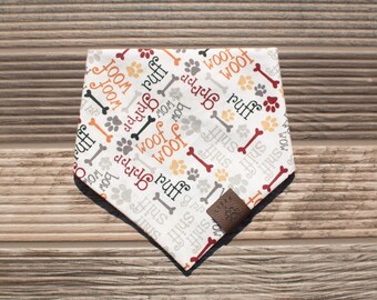 Doggie Bones Dog Bandana - Snap On - Pet Scarf - Woof Woof#902