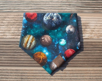 Planets Dog Bandana -  Cat Bandana - Galaxy - Snap on - Pet Scarf -  Outer Space#804