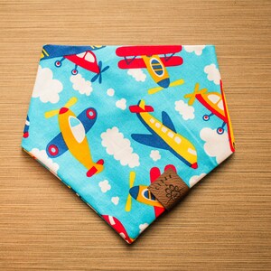 Airplane Dog Bandana -  Cat Bandana - Snap on - Pet Scarf - Airplanes - Cartoon