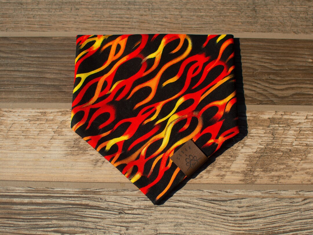 Flame Dog Bandana Cat Bandana Snap on Pet Scarf Red Etsy