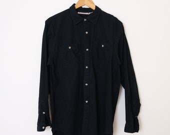 Vintage 90s Black Denim 'Fineline Classic Denim' Shirt - 10+