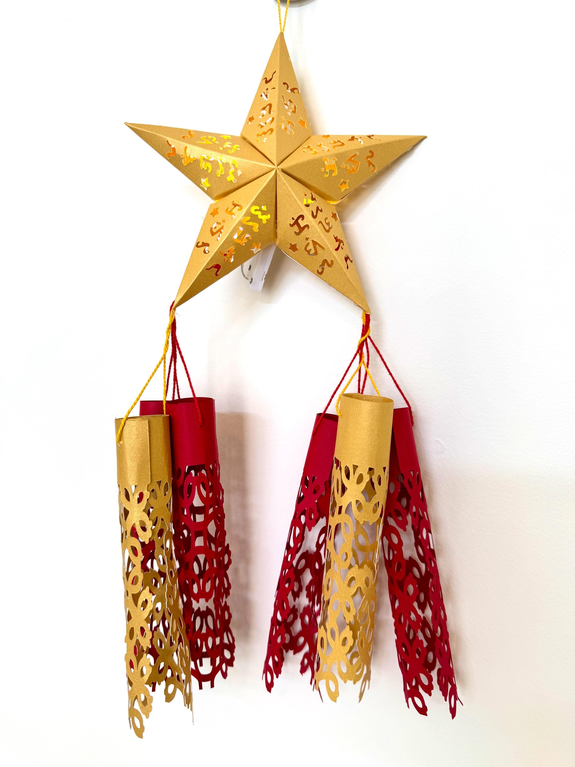 ミニライト付きフィリピンクリスマスパロル 6インチ x 12インチ