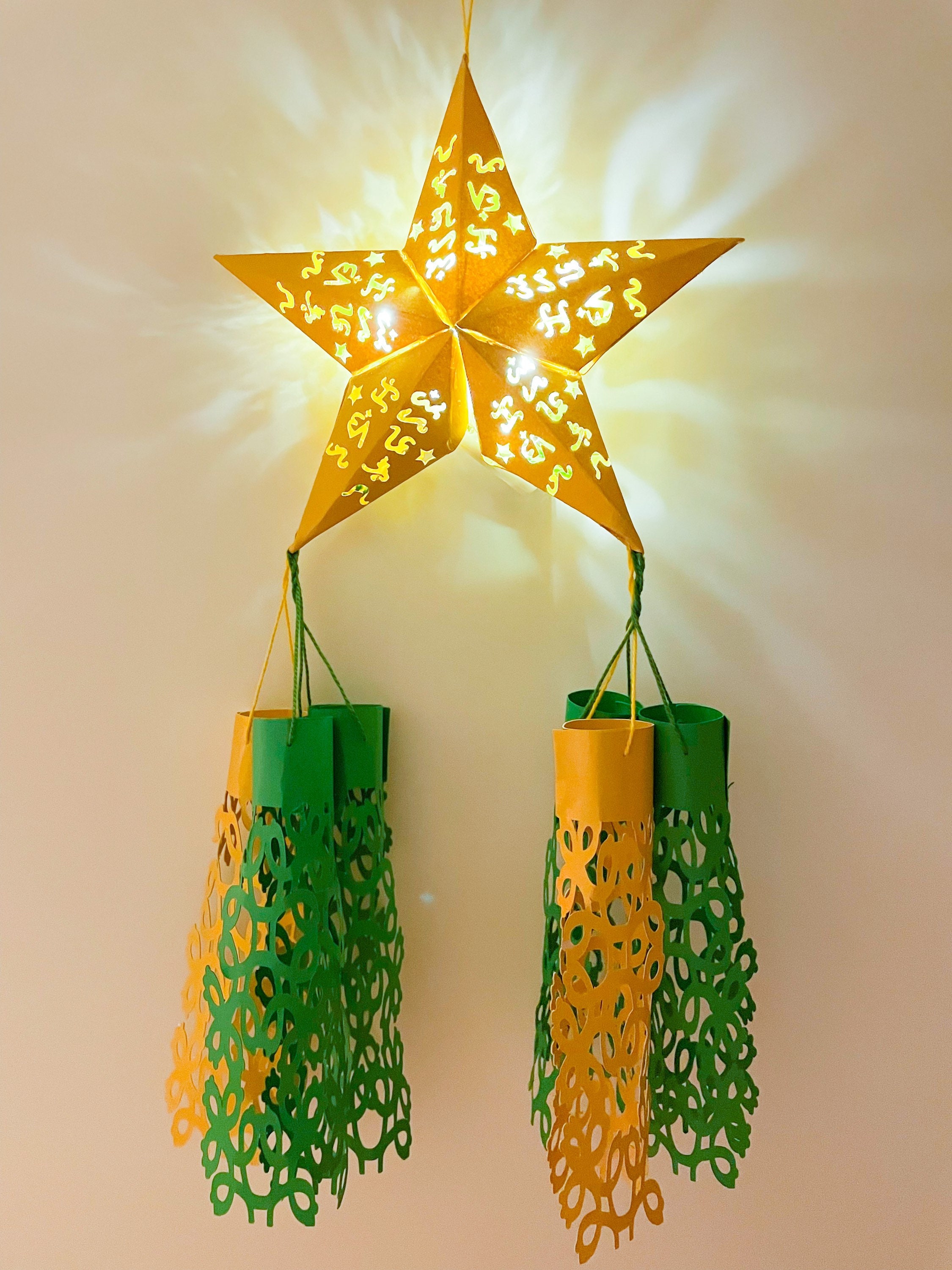 ミニライト付きフィリピンクリスマスパロル 6インチ x 12インチ