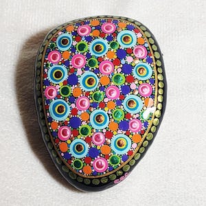 Mandala Stones, Painted rock, Meditation Stone, Rustic Decor, Desk Paperweight