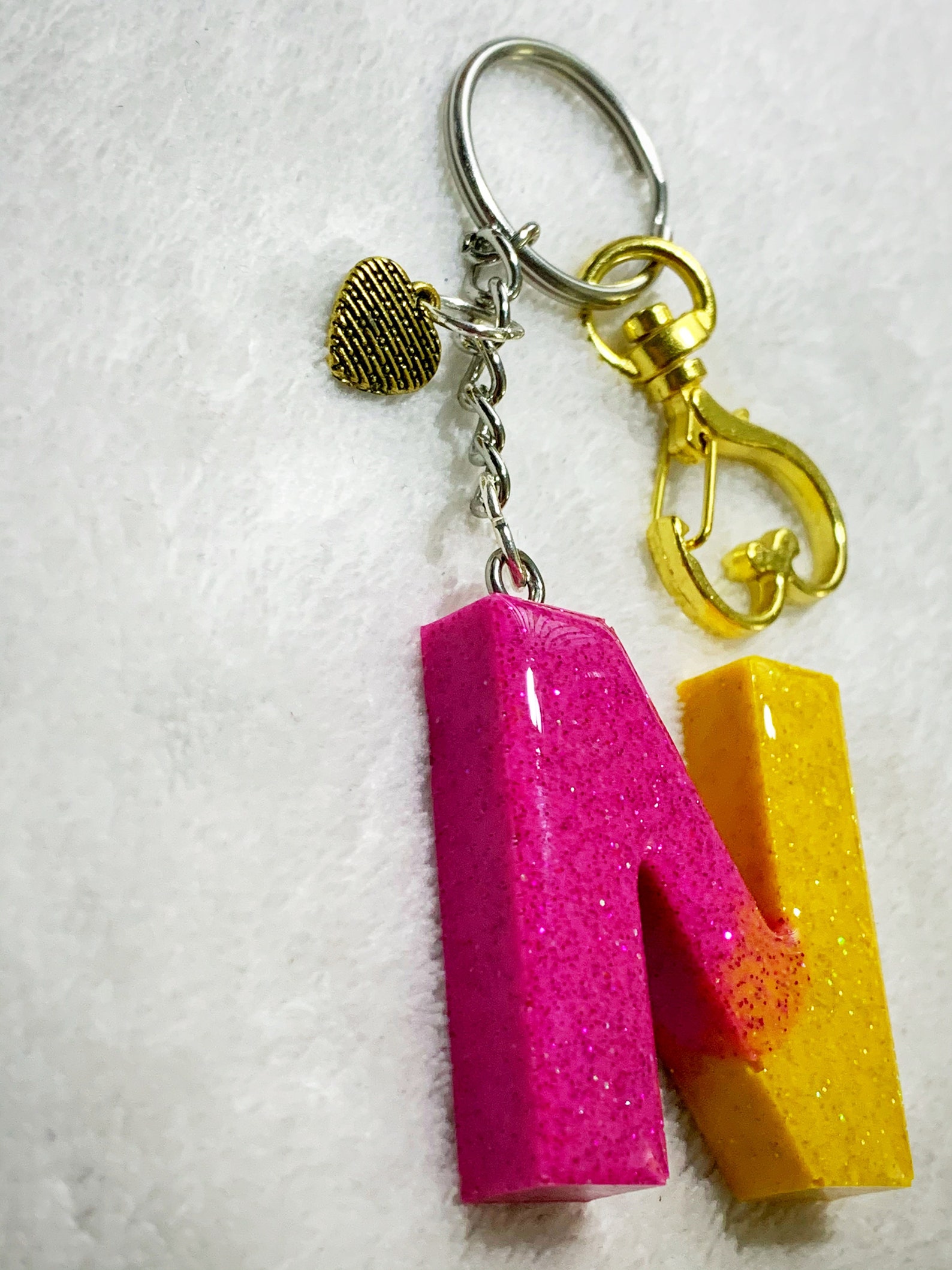 Letter N Alphabet Keychain Monogram N Keyring Customized Etsy