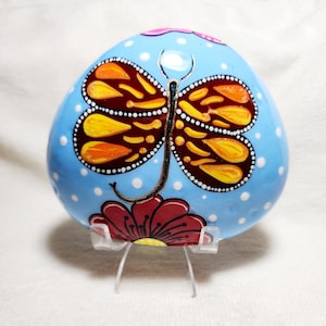 Butterfly Rock Art, Nature Lover Gift, Home Office Decor, Painted Rock