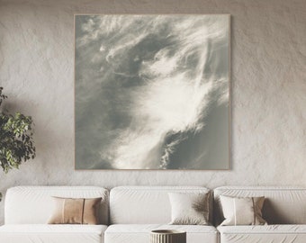 Cloud Painting, White Abstract Art Cloud, Neutral Abstract Print, Minimalist, Large Wall Art, Gray White Living Room Decor, Fine Art Print