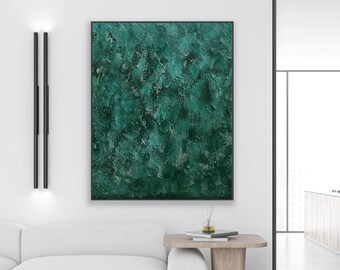 Emerald green decor, Minimalist art, Wall decor, Emerald abstract art, Art home decor, Green abstract painting, Abstract texture painting,