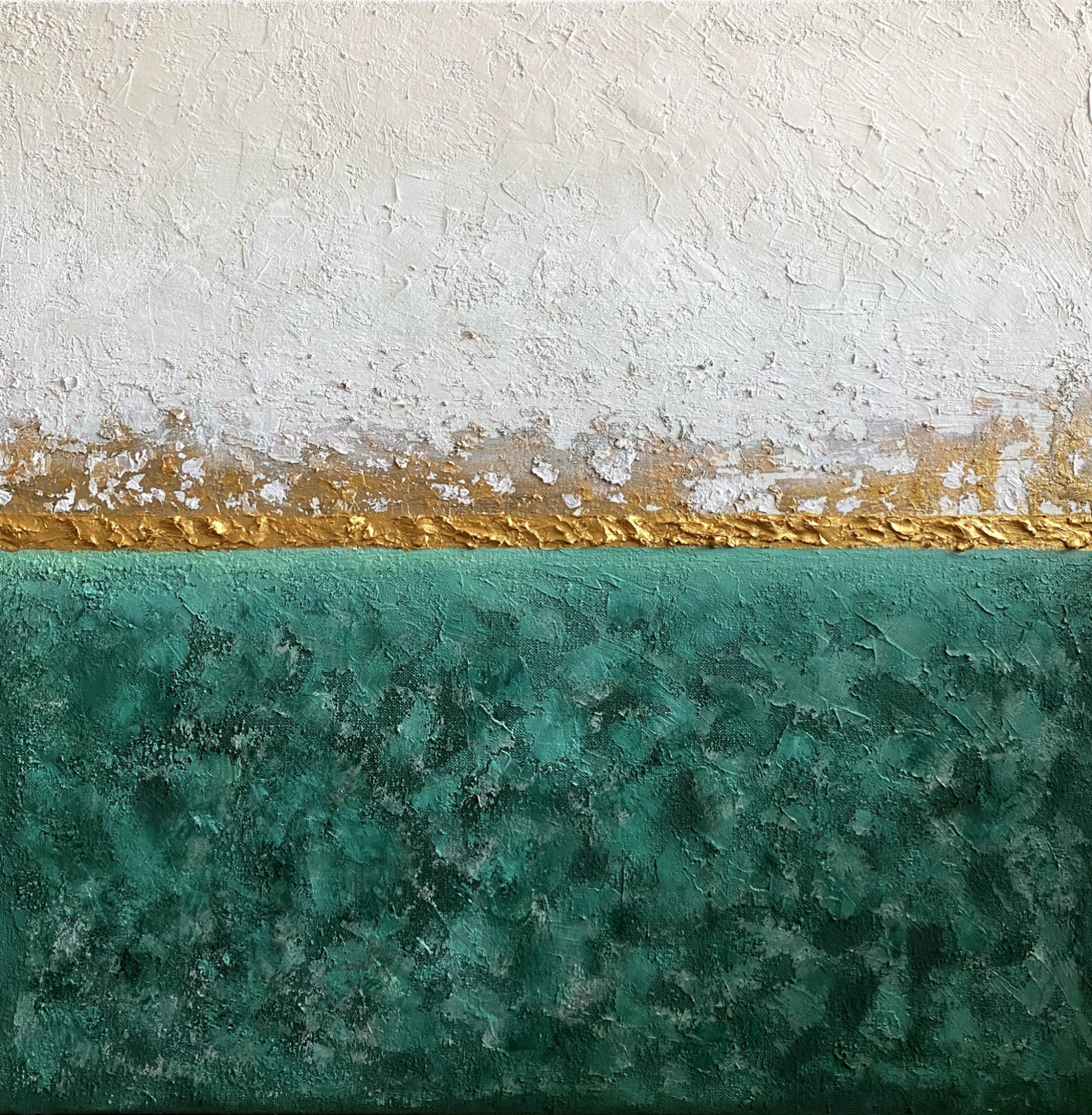 Emerald green decor Gold leaf Green abstract painting Etsy