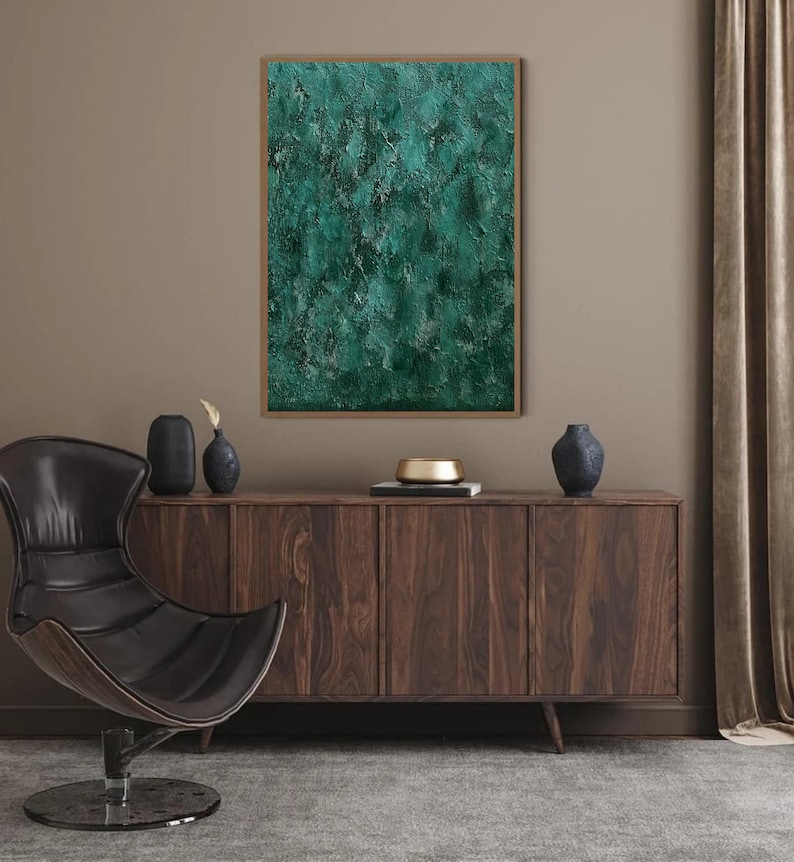 Emerald Green Decor, Minimalist Art, Wall Decor, Emerald Abstract Art ...