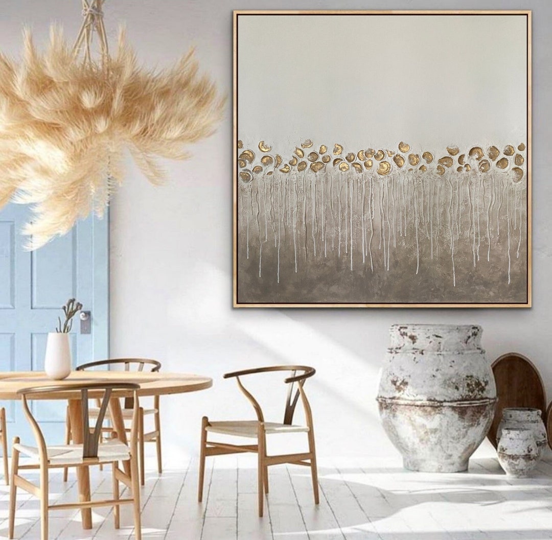 35 Gray and Gold Wall Art Minimalist Wall Decor Trendy Etsy