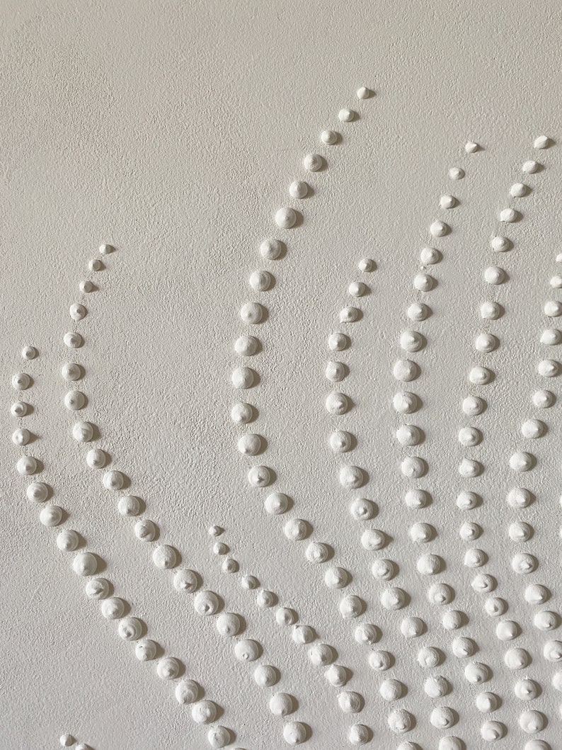 White 3d points feather, White 3d abstract rich texture, Abstract wall art original, Large painting, Monochrome wall art, Textured painting image 7