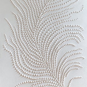 White 3d points feather, White 3d abstract rich texture, Abstract wall art original, Large painting, Monochrome wall art, Textured painting image 6