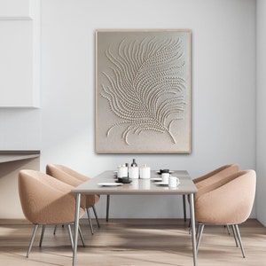 White 3d points feather, White 3d abstract rich texture, Abstract wall art original, Large painting, Monochrome wall art, Textured painting image 2