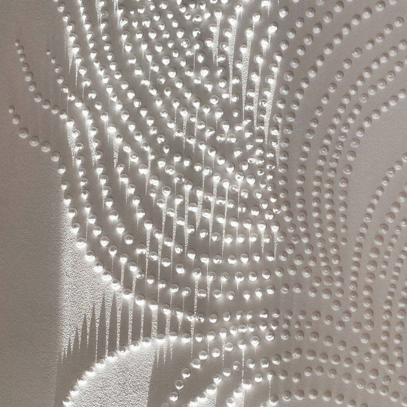 White 3d points feather, White 3d abstract rich texture, Abstract wall art original, Large painting, Monochrome wall art, Textured painting image 8