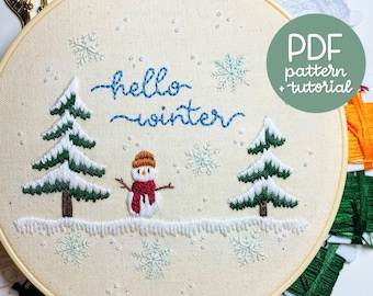 Flocons de neige d'hiver scintillants - Hello Winter - Série hiver - Motif de broderie et tutoriel - PDF à téléchargement numérique instantané - Aux couleurs DMC !