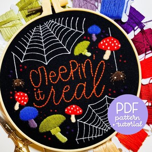 Halloween Series - Creepin&#39; It Real - Embroidery Pattern - PDF Instant Digital Download - Glows in the dark! - With DMC colour codes!