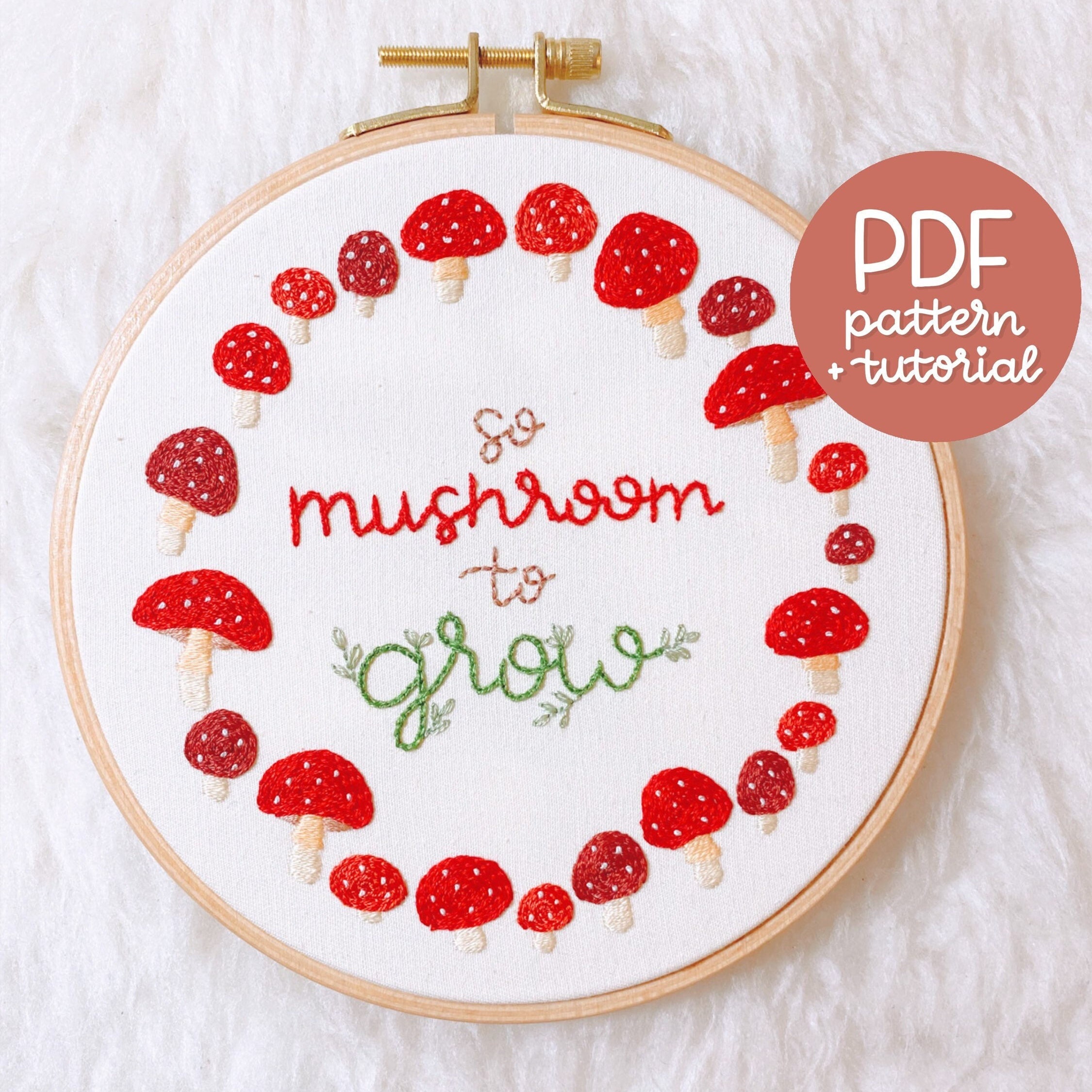 Craft Make Do Red Mushroom Embroidery Kit - Little Green Workshops