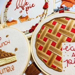 Thanksgiving Pie Series SET Life Of Pie Easy As Pie Crisp Crunch Crumble 3 Embroidery Patterns PDF Instant Digital Download DMC image 6