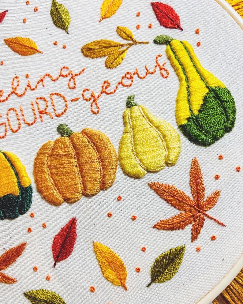 Autumn Series Feeling GOURDgeous Embroidery Pattern PDF Instant Digital Download Now with DMC colour codes image 7