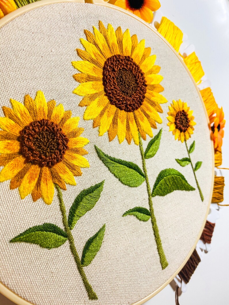 Fall Sunflowers Embroidery Pattern PDF Instant Digital Etsy