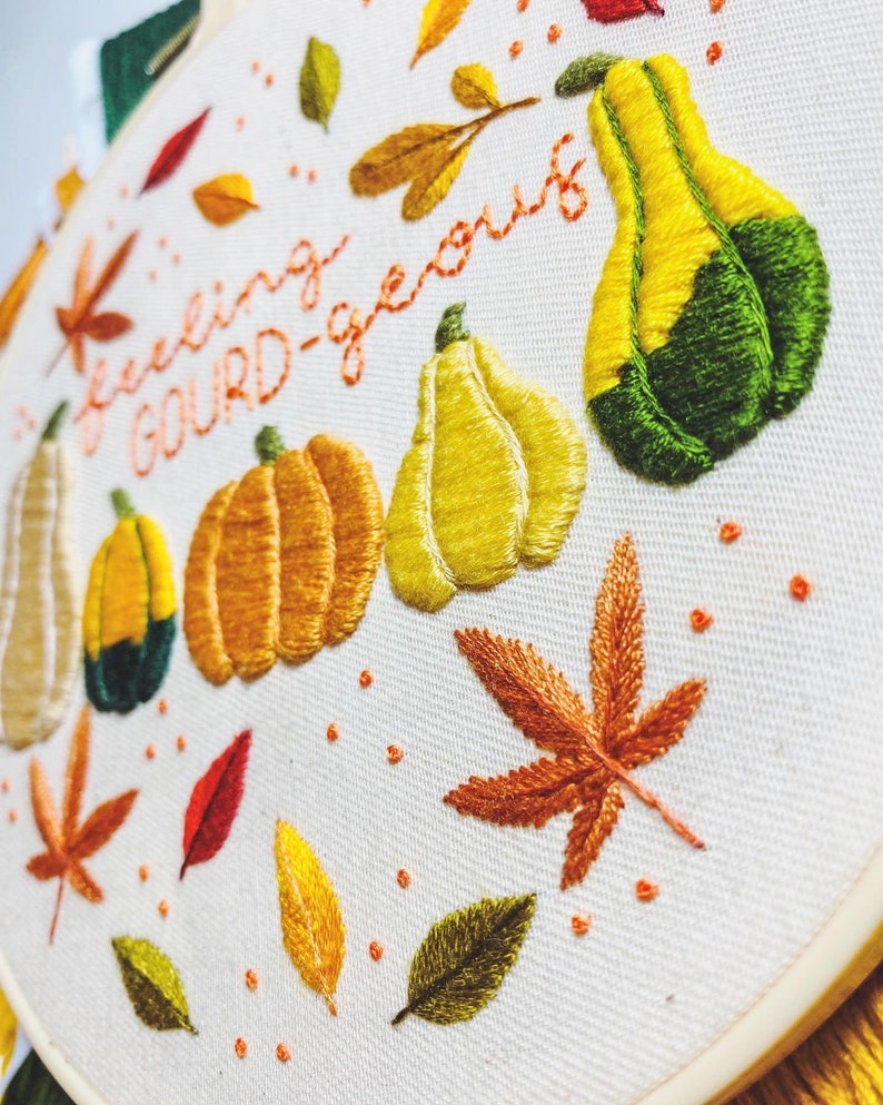 Autumn Series Feeling GOURDgeous Embroidery Pattern PDF Instant Digital Download Now with DMC colour codes image 4
