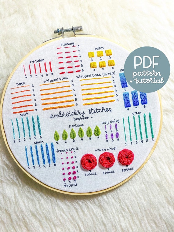Full Beginner Embroidery Guide Learn 14 Beginner Embroidery Etsy