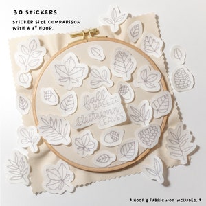 Autumn Leaves - Stick and Stitch Hand Embroidery Designs - Pack of 30 - Floral Stick and Stitch - Peel and Stick Hand Embroidery Transfers imagem 2