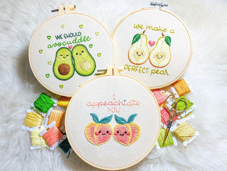 Valentine's Series SET Cute Food Puns Hand Embroidery Designs 3 Embroidery Patterns & Tutorials 3 PDF Instant Digital Downloads image 7