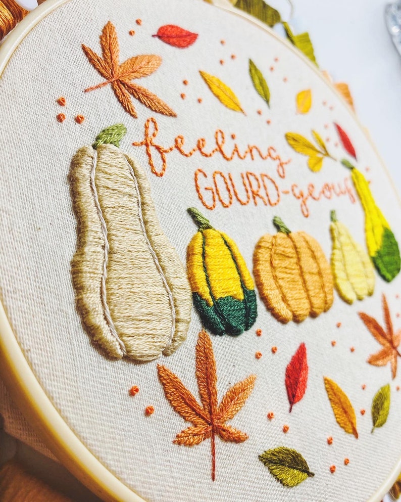 Autumn Series Feeling GOURDgeous Embroidery Pattern PDF Instant Digital Download Now with DMC colour codes image 2