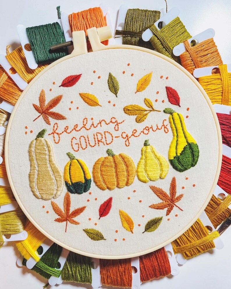 Autumn Series Feeling GOURDgeous Embroidery Pattern PDF Instant Digital Download Now with DMC colour codes image 8
