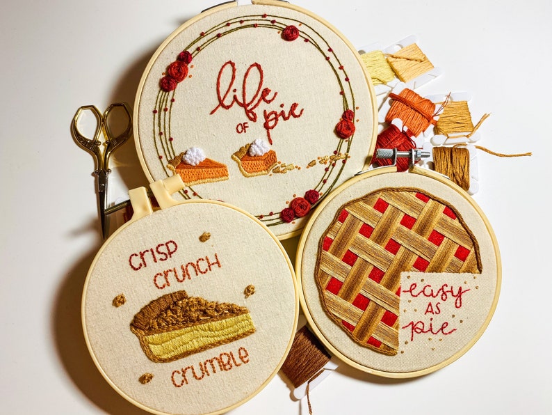 Thanksgiving Pie Series SET Life Of Pie Easy As Pie Crisp Crunch Crumble 3 Embroidery Patterns PDF Instant Digital Download DMC image 7