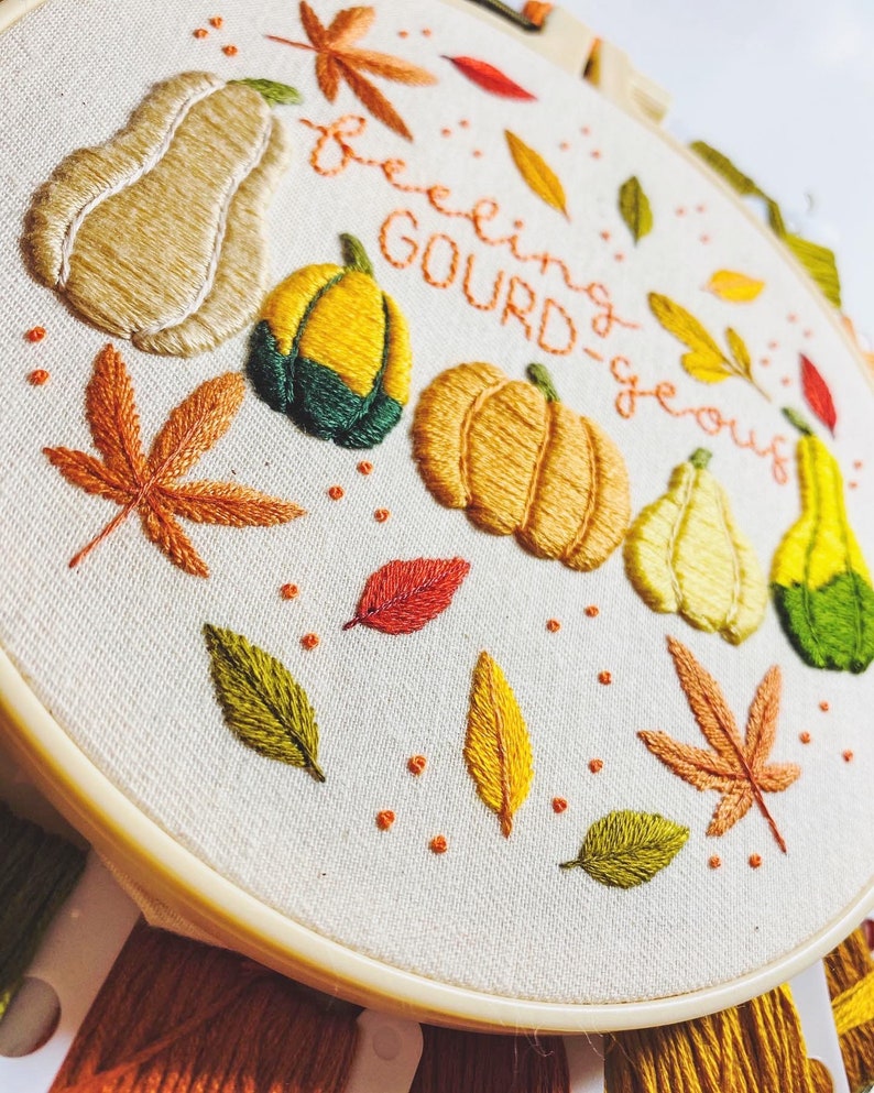 Autumn Series Feeling GOURDgeous Embroidery Pattern PDF Instant Digital Download Now with DMC colour codes image 3