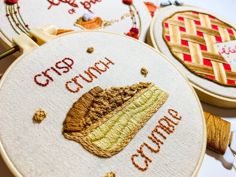 Thanksgiving Pie Series SET Life Of Pie Easy As Pie Crisp Crunch Crumble 3 Embroidery Patterns PDF Instant Digital Download DMC image 4