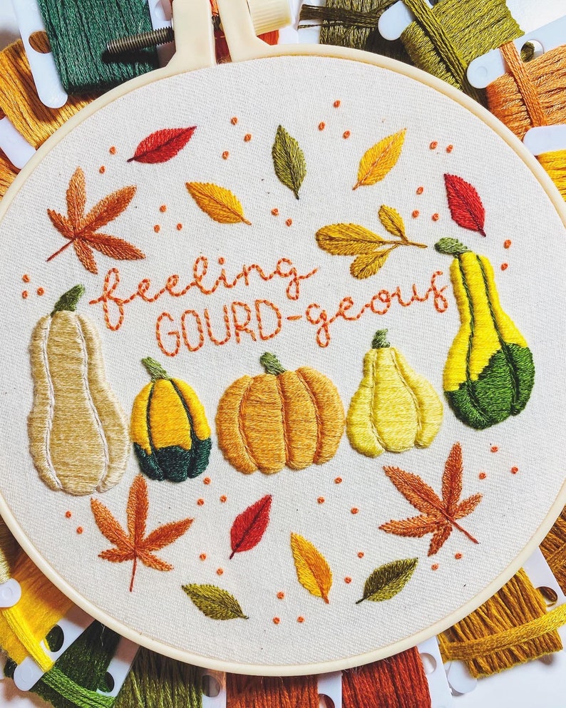 Autumn Series Feeling GOURDgeous Embroidery Pattern PDF Instant Digital Download Now with DMC colour codes image 5