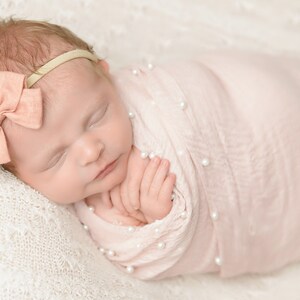 Baby girl headband, Newborn headband, Newborn girl bow, Newborn bow, Infant bows, Mini bow, Nylon bow, Nylon headband, Baby girl bow image 4