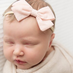 Baby girl headband, Newborn headband, Newborn girl bow, Newborn bow, Infant bows, Mini bow, Nylon bow, Nylon headband, Baby girl bow image 5