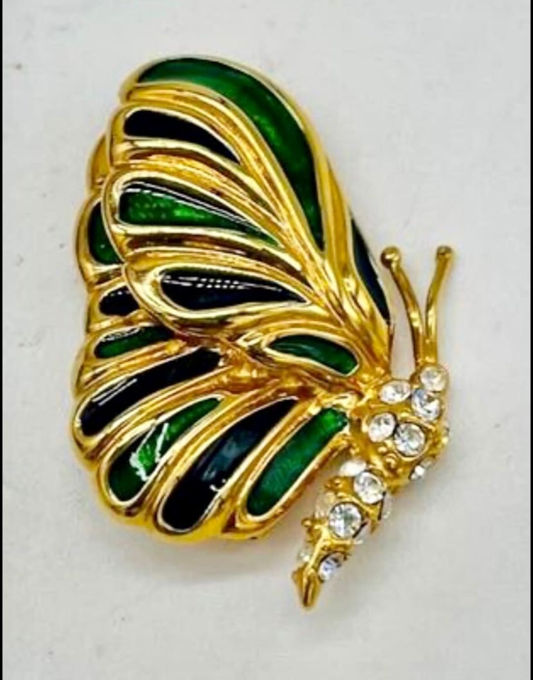 Krementz Butterfly - Etsy Vintage Krementz signed Butterfly Brooches with Green, Blue Stones Pair Lot of 2 display picture 1