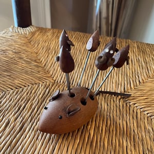 Vintage Teak Wood Figure Mouse Made in Denmark Teak Wood 60s Retro Design Mid Century Modern MCM Danish Design