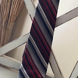 Joseph & Feiss 100% silk tie black, red, white and silver diagonal stripes