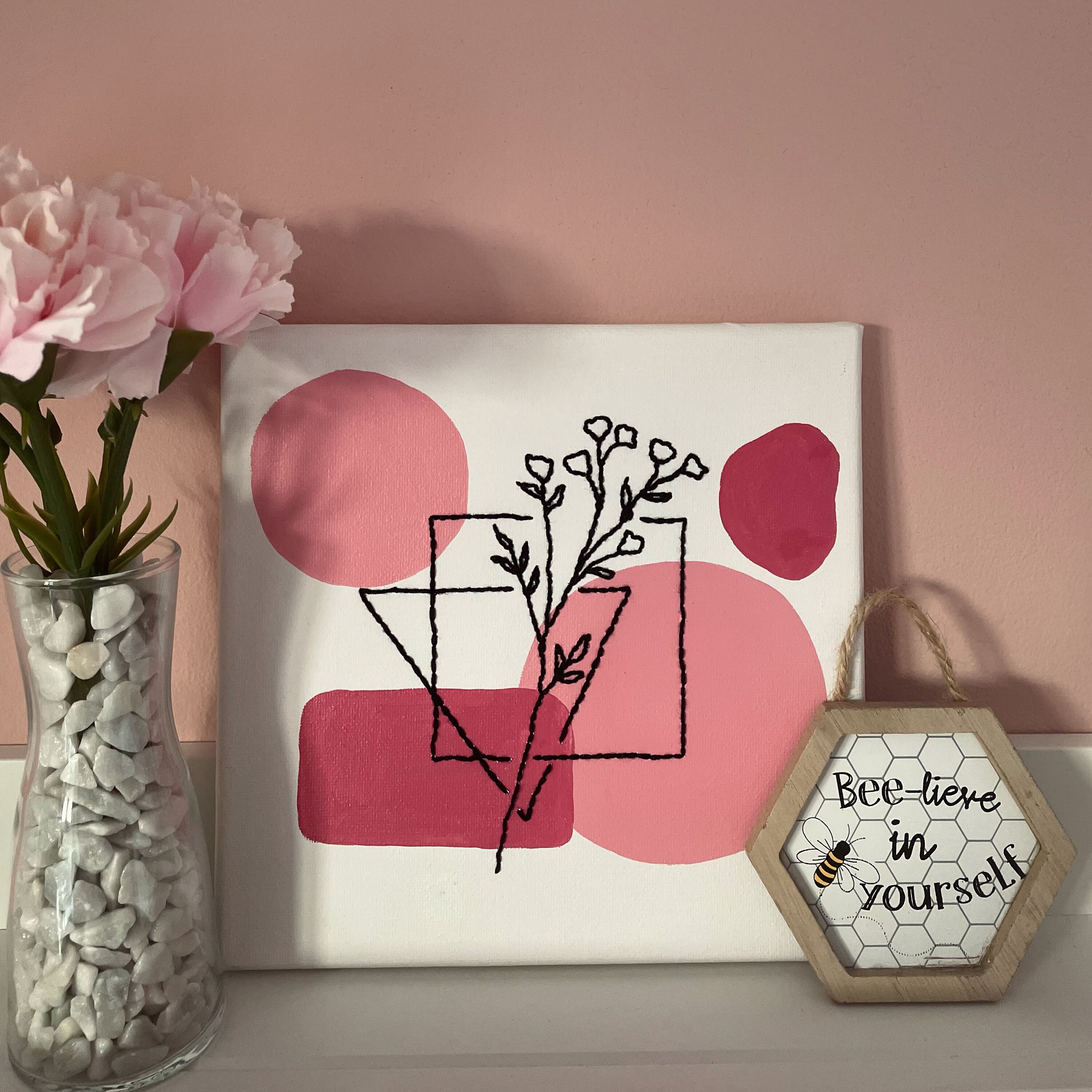 Abstract Floral Embroidered Canvas Etsy