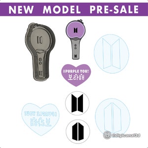 BTS Fan Cookie Cutter Set: includes Light Bomb, I Purple you, BTS and Army Logo. Works for Fondant, Cupcake toppers, and Polymer Clay.
