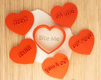 Funny Mean Conversations Hearts Cookie Cutter Set. Valentine's Day