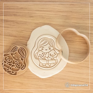 Adorable Mother&#39;s Day / Dog Mom / Dog Lover Cookie Cutter Mom with Two Puppies. Works for Cupcake Toppers, Fondant, Treats, Polymer Clay