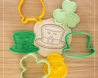 Urocze foremki do ciastek Kawaii na Dzień Świętego Patryka! Koniczynka, kapelusz skrzata i garnek złota. Idealne do ciasteczek, gliny, lukru plastycznego, cakesicles i nie tylko.