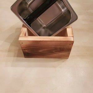 Espresso Knock Box Soild Wood Stainless Steel Insert